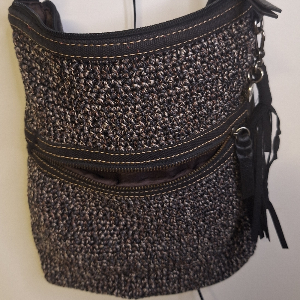 "The SAK Sleek BlackBrown  Crossbody Bag with Textured Finish 11" X 12"